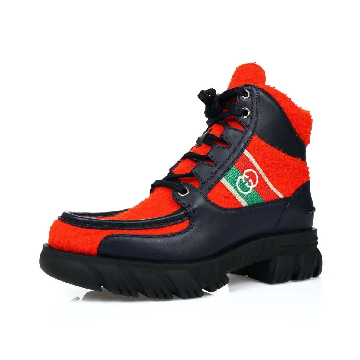 Men Casy Wool/leather Boots Shoes Red/black G 8.5 /us 9.5 by Gucci