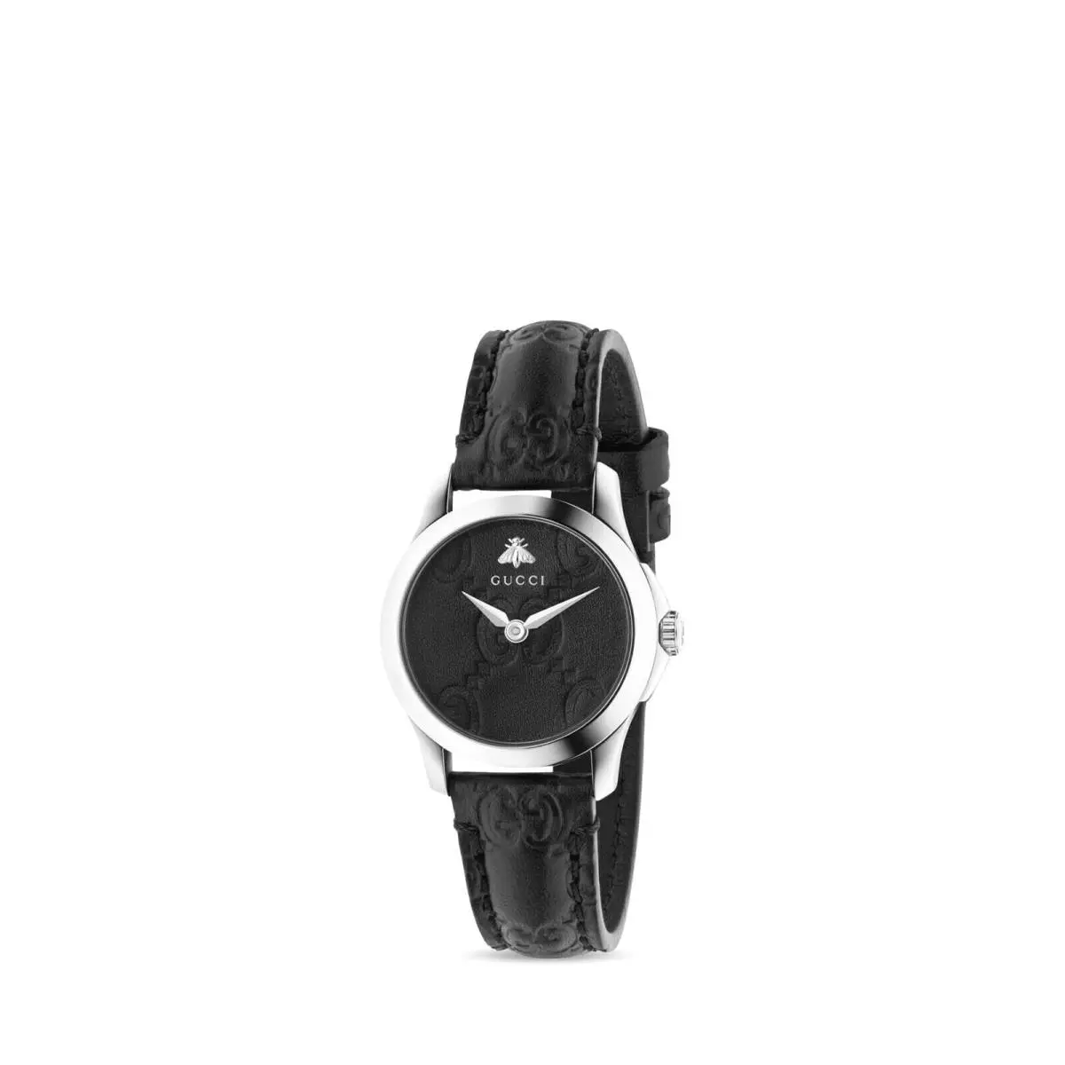 YA126579 Bee Motif Dial 126.5 Series Black Leather Strap Ladies Watch by Gucci