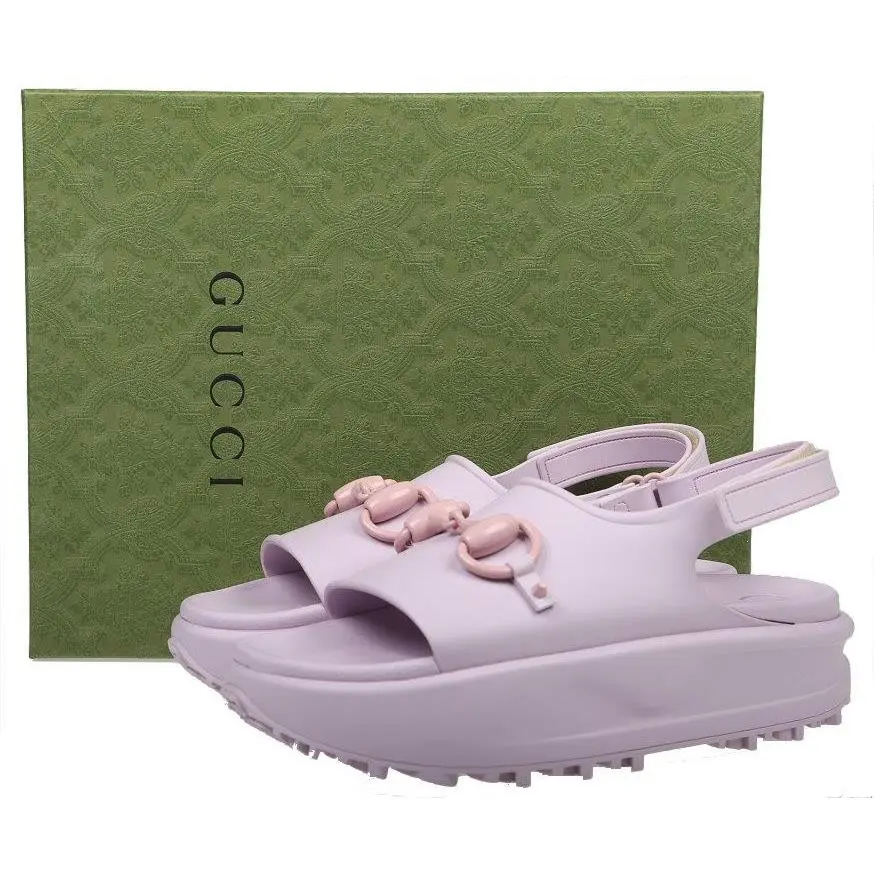Horsebit Platform Lavender Rubber Platform Sandals Shoes 41/ US 11 by Gucci