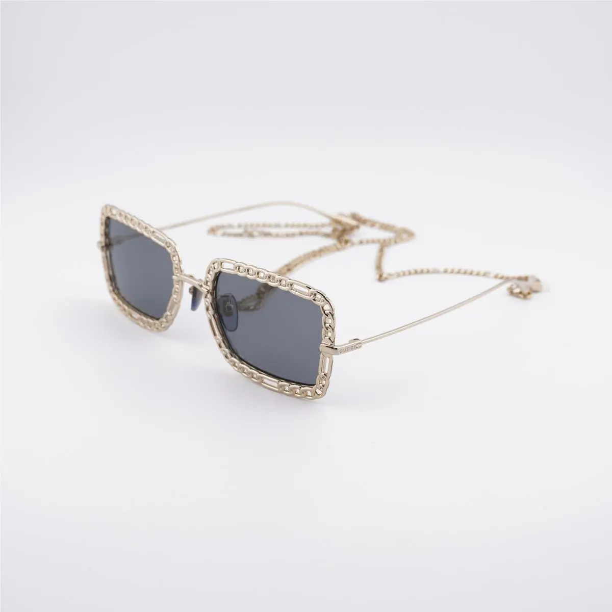 GG1112S 001 Gold with Gold Chain/grey 54-22-140 Sunglasses by Gucci