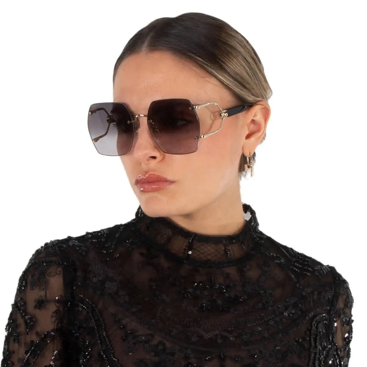 Grey Gradient Butterfly Ladies Sunglasses GG1562S 001 62 GG1562S 001 62 by Gucci