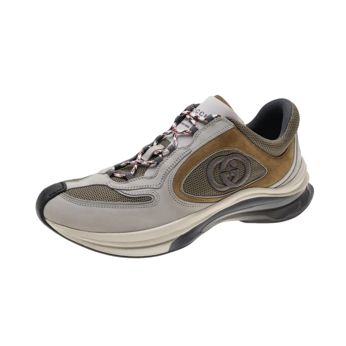 D44110 Mens Run Light Grey Brown Leather Sneakers Size 11 G by Gucci