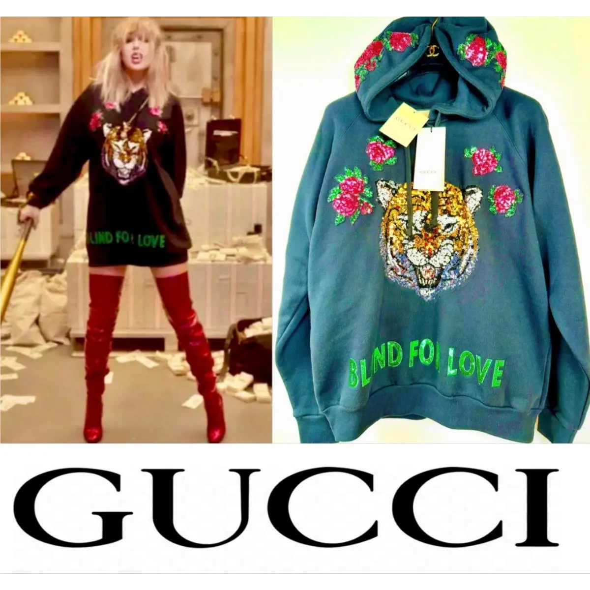 Gucci Taylor Sequin Sweatshirt 42 44 46 6 8 10 Top Hoodie Showgirl S M L