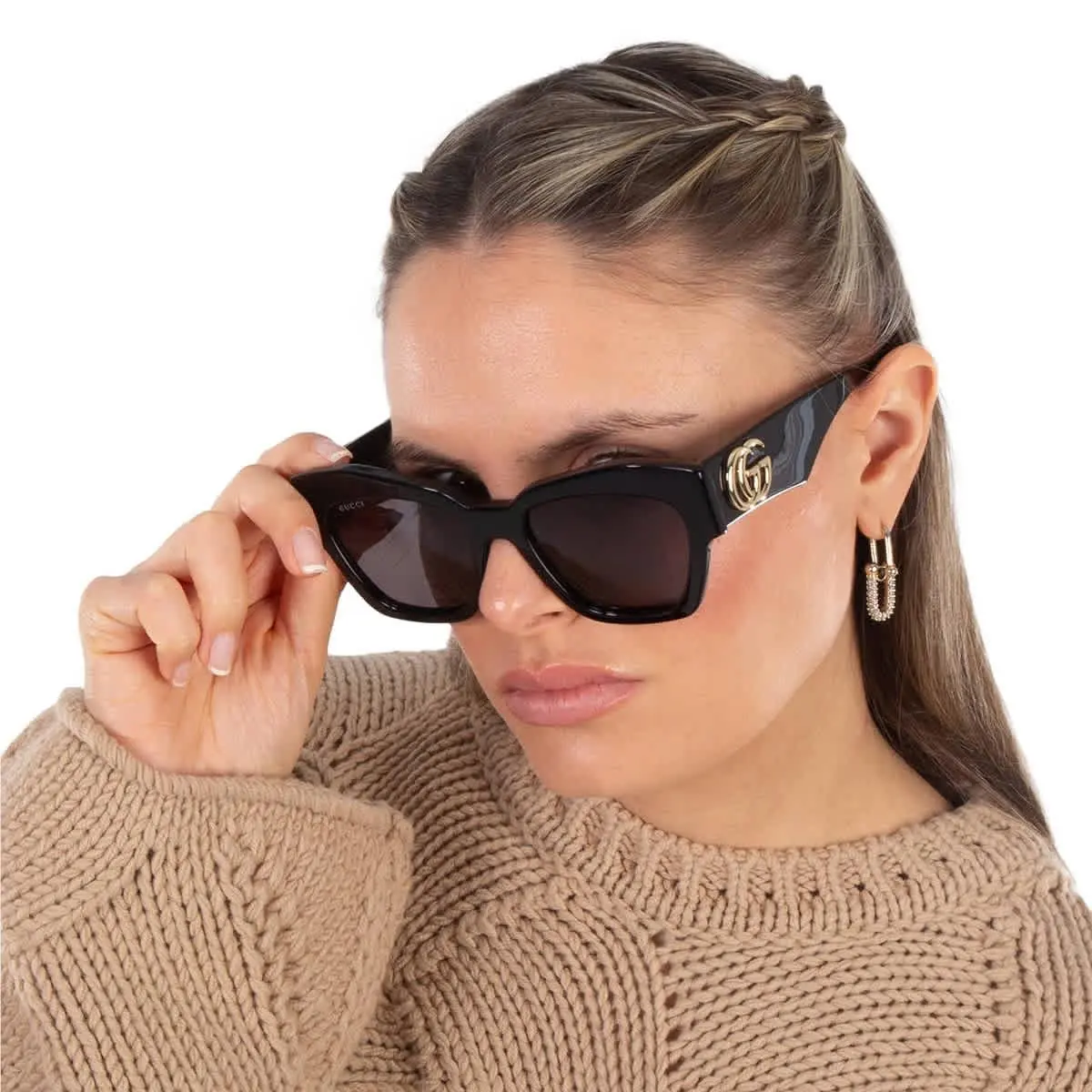 Grey Cat Eye Ladies Sunglasses GG1422S 001 55 GG1422S 001 55 by Gucci