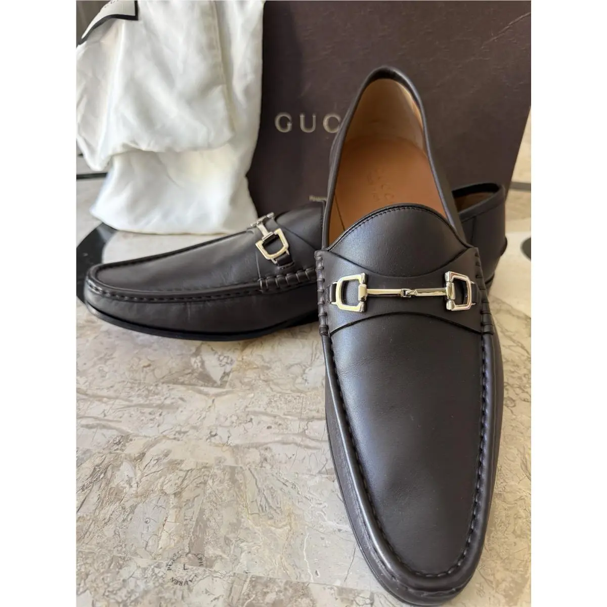 Gucci Testa di Moro Horsebit Soft Brown Leather Loafers Shoe UK 13.5 US 13.5