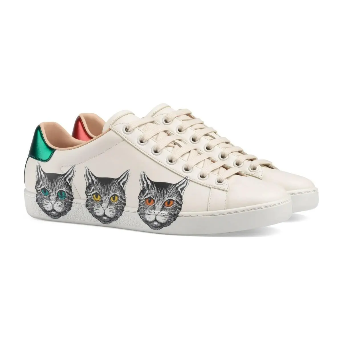 D4992 Women`s Mystic Cats White Ace Sneakers Size 42G / 12 US by Gucci