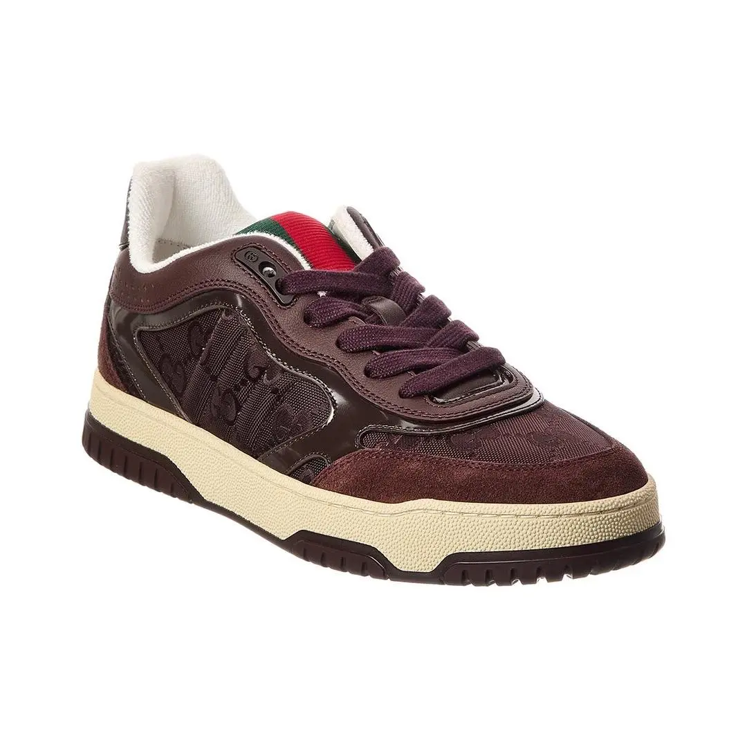 Re-web Gg Canvas Leather Sneaker Women`s Brown 36 by Gucci