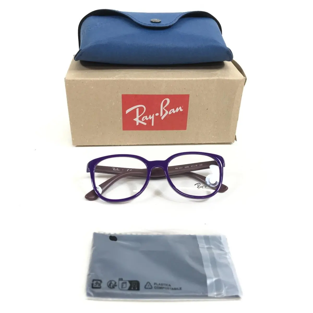 Ray-ban Kids Eyeglasses Frames RB1631 3962 Violet on Rubber Bordeaux 47-16-130 by Ray-Ban