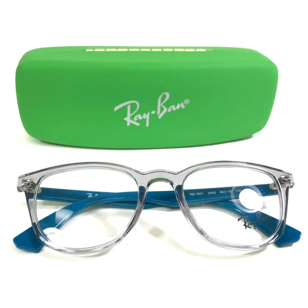 Ray-ban Kids Eyeglasses Frame RB1601 3842 Transparent Gray Blue Square 46-18-130 by Ray-Ban