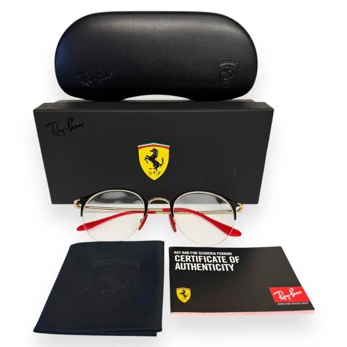 Ray-ban Scuderia Ferrari Eyeglasses Glasses RB 3578VM F061 Black on Gold W/case