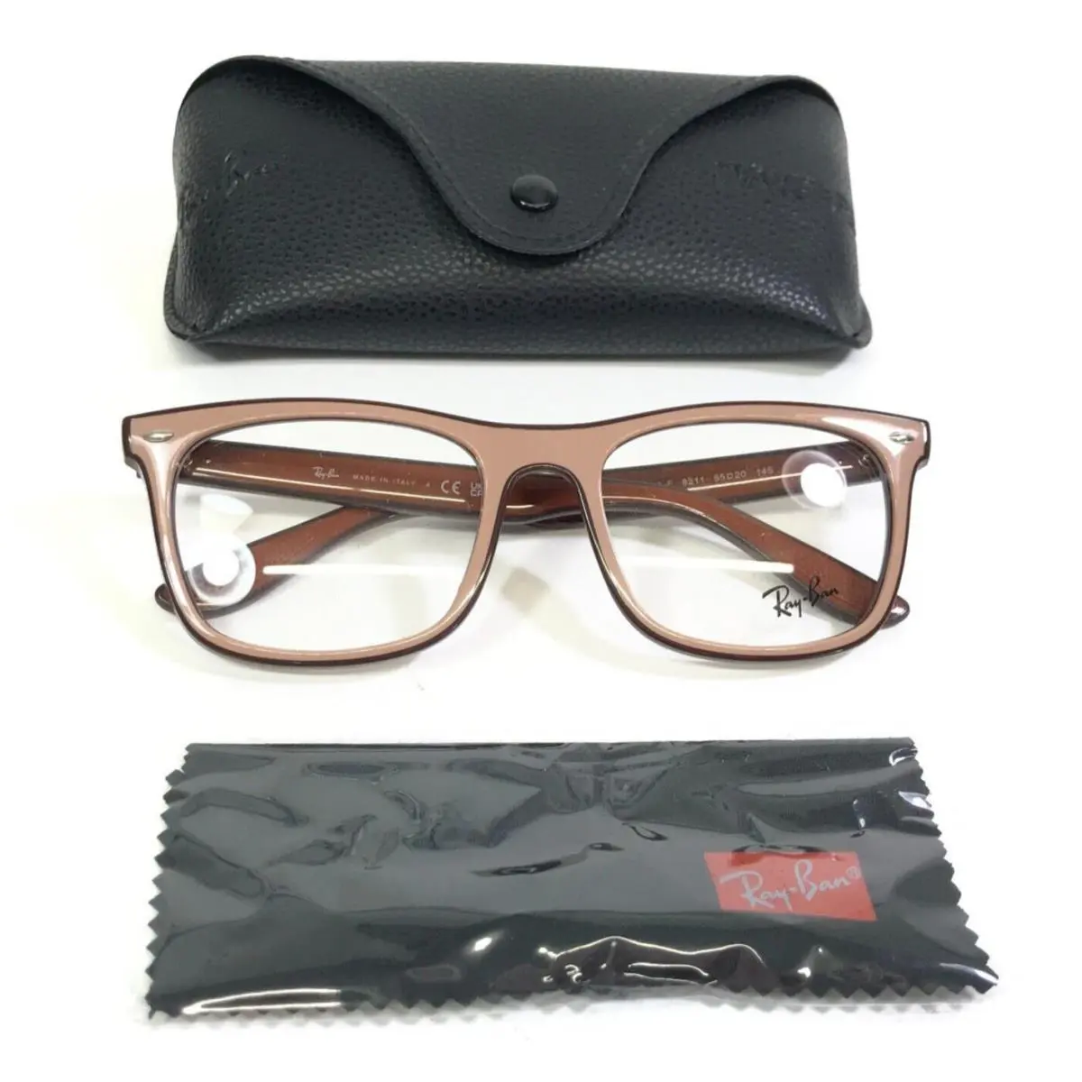 Ray-ban Eyeglasses Frames RB7209-F 8211 Brown Beige Square Asian Fit 55-20-145 by Ray-Ban