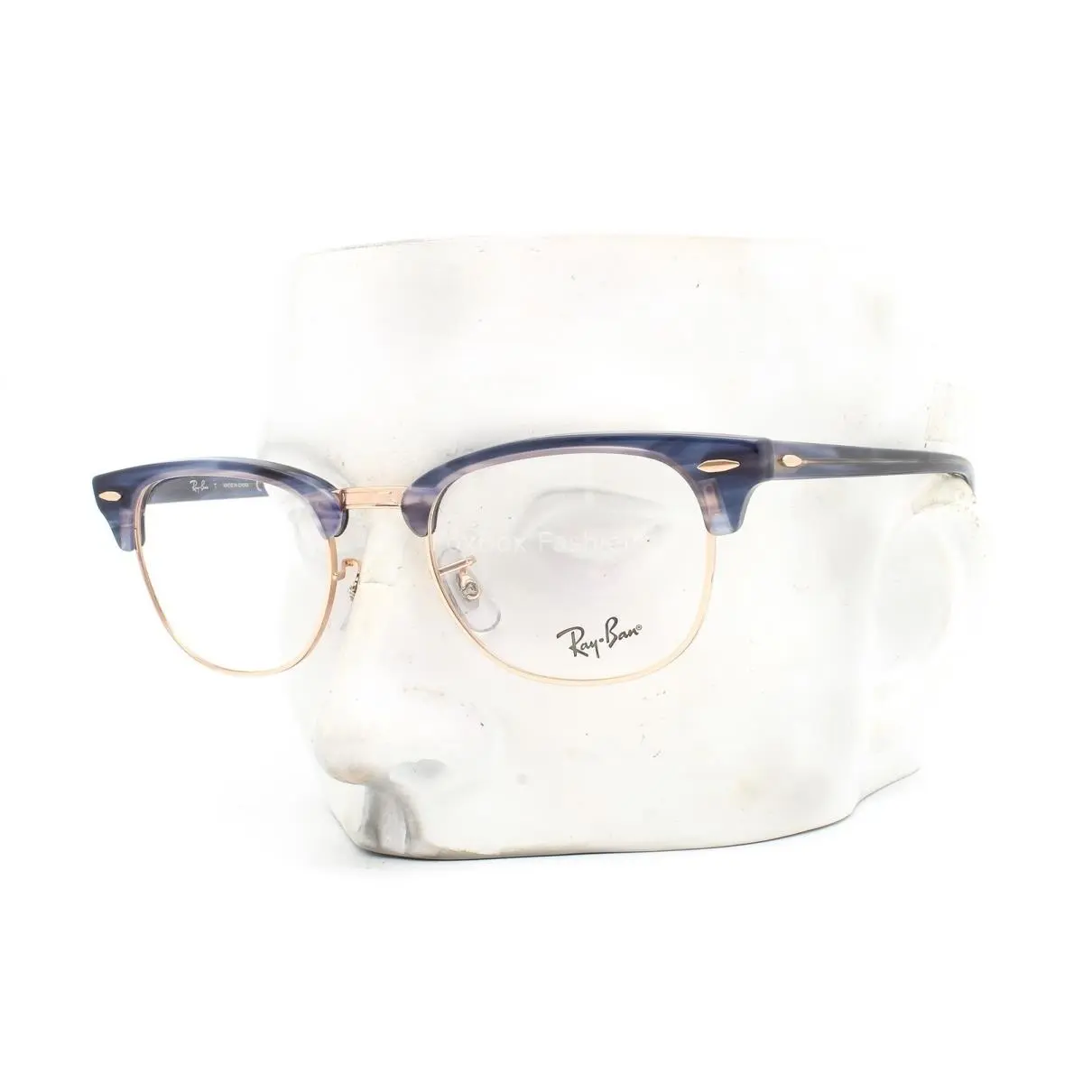 Ray-ban Clubmaster Eyeglasses Glasses RB 5154 8374 Striped Blue Rose Gold W/case by Ray-Ban