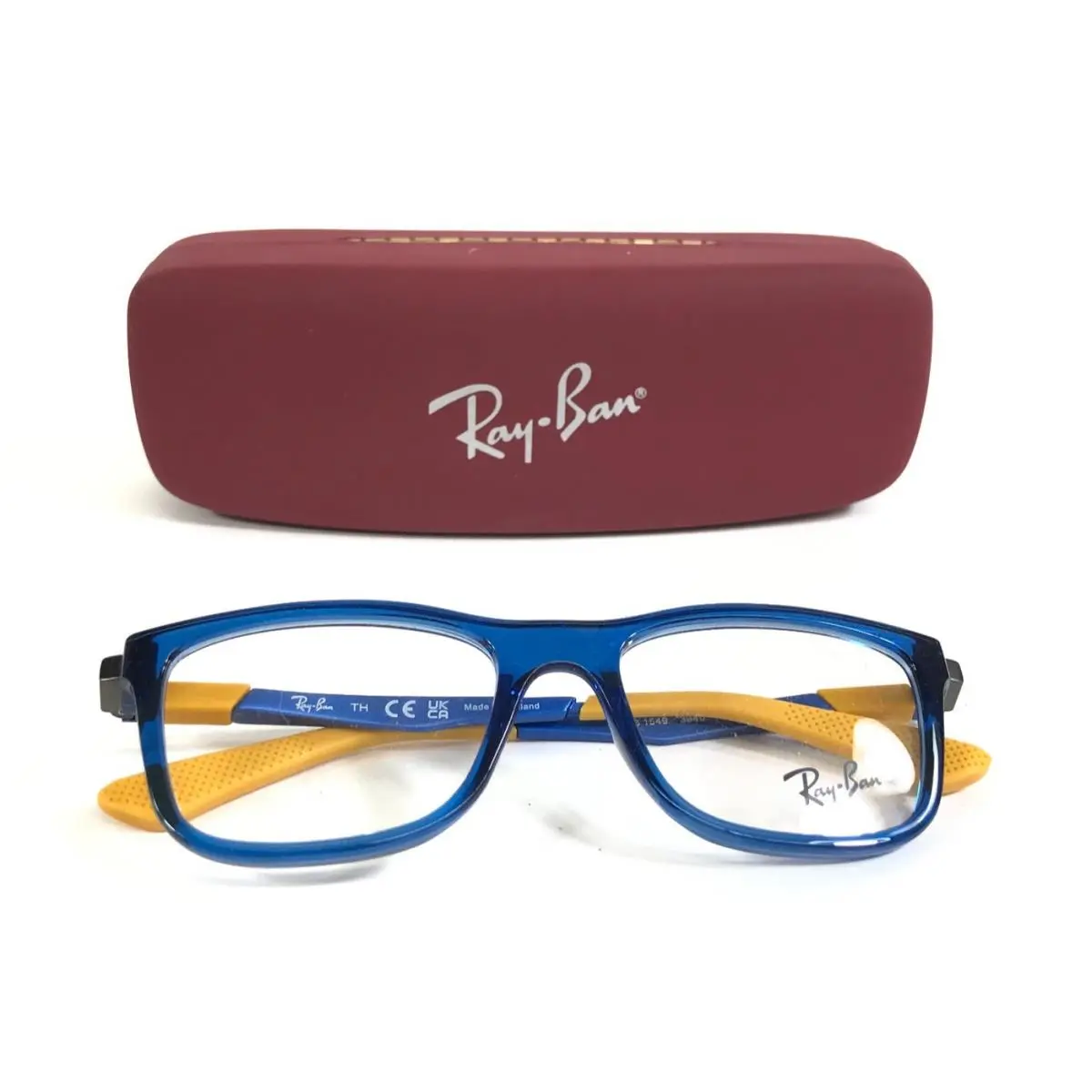 Ray-ban Kids Eyeglasses Frames RB1549 3940 Blue Yellow Square Full Rim 46-16-125 by Ray-Ban