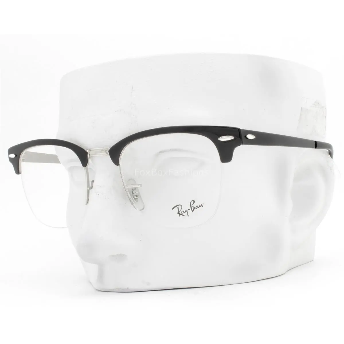 Ray-ban Half Rim Eyeglasses Glasses RB3716VM 2861 Shiny Black Silver 50mm W/case