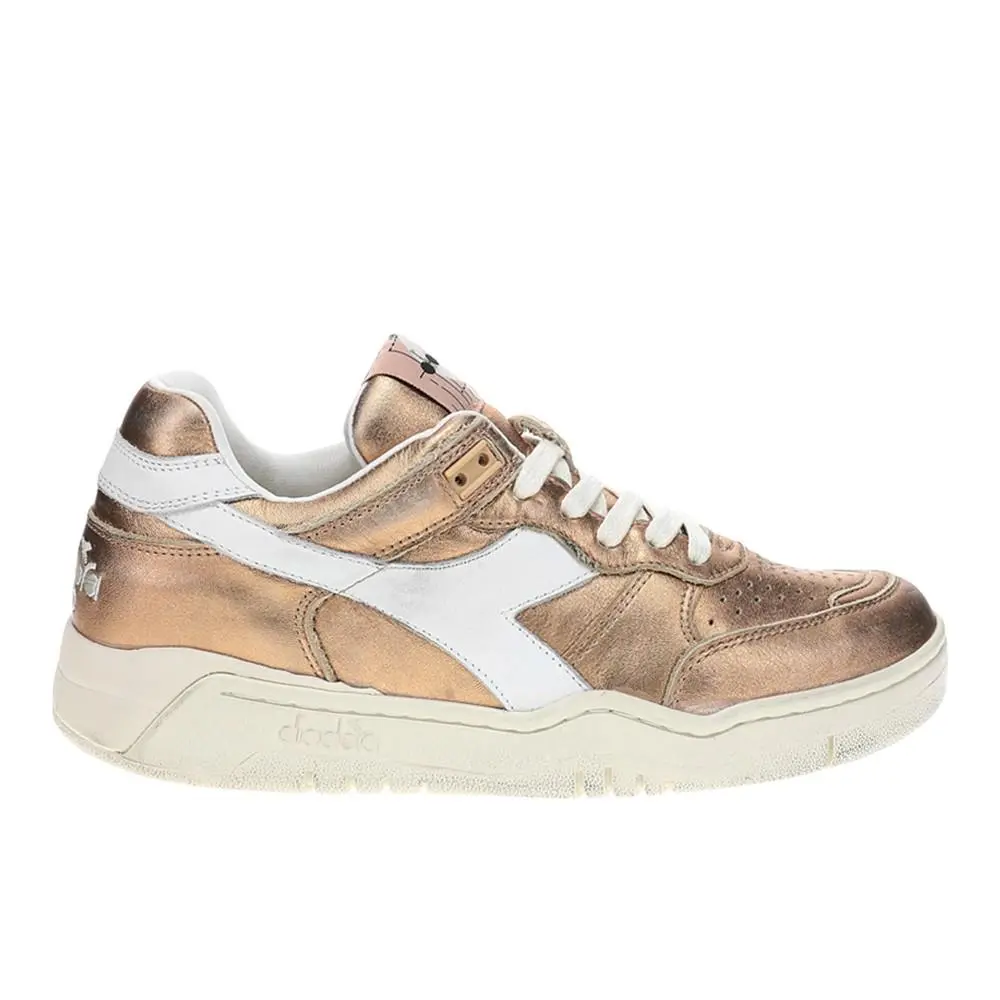 Diadora B.560 Metallic Lace Up Womens Gold Sneakers Casual Shoes 181320-50023
