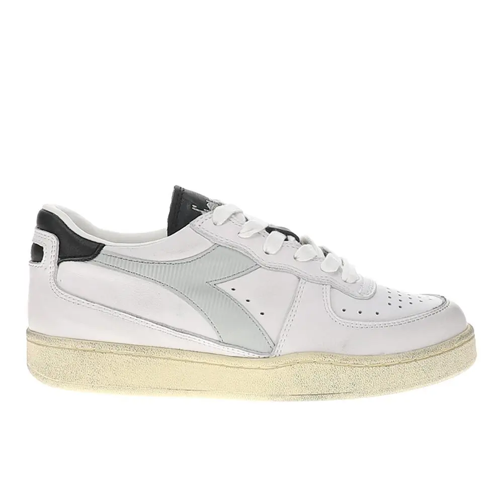 Diadora Mi Basket Low Used Lace Up Mi Basket Low Lace Up Mens White Sneakers Casual Shoes 181233-C930