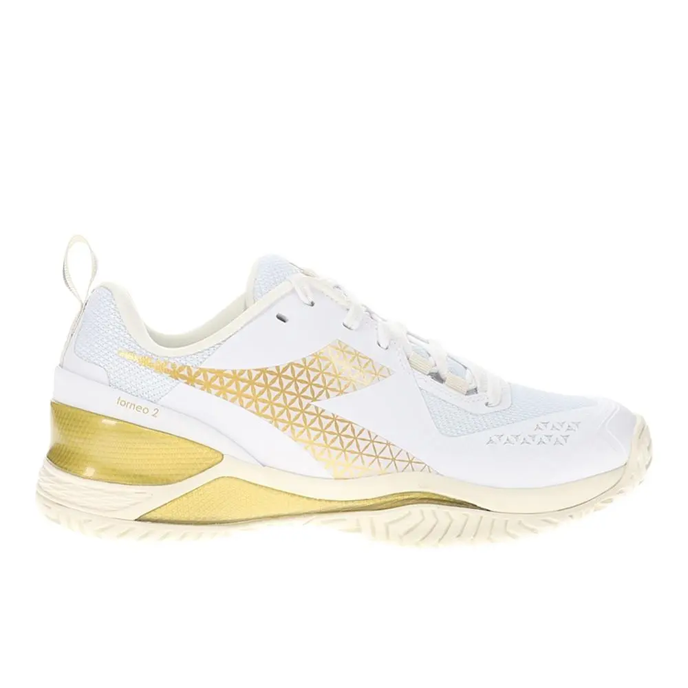 Diadora Blushield Torneo 2 All Ground Tennis Womens White Sneakers Athletic Sho