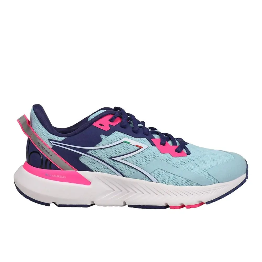 Diadora Mythos Blushield Volo 3 Running Womens Blue Pink Sneakers Athletic Sho - Blue, Pink