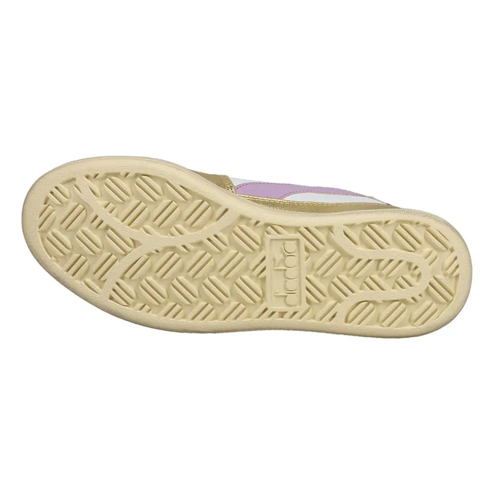 Diadora shoes - diadora Mi Basket Low Metallic Dirty Lace Up - 179034-C5363 - Gold, White 8