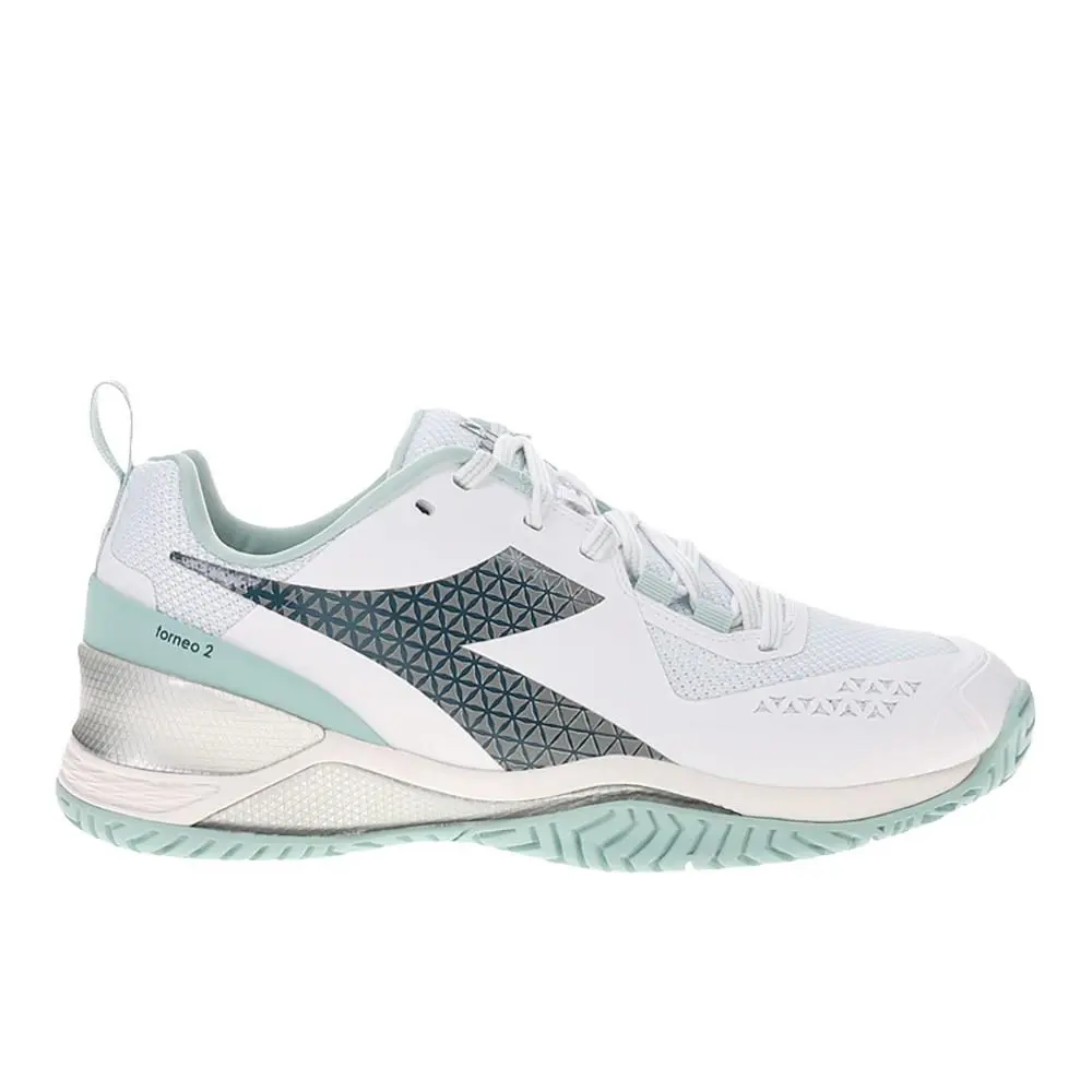 Diadora Blushield Torneo 2 All Ground Tennis Womens Blue White Sneakers Athlet