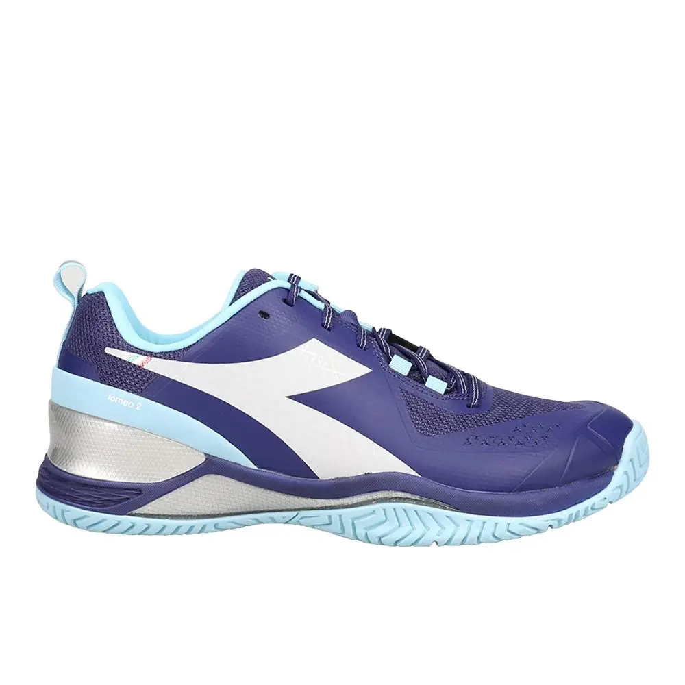 Diadora Blushield Torneo 2 All Ground Tennis Womens Blue Sneakers Athletic Shoe