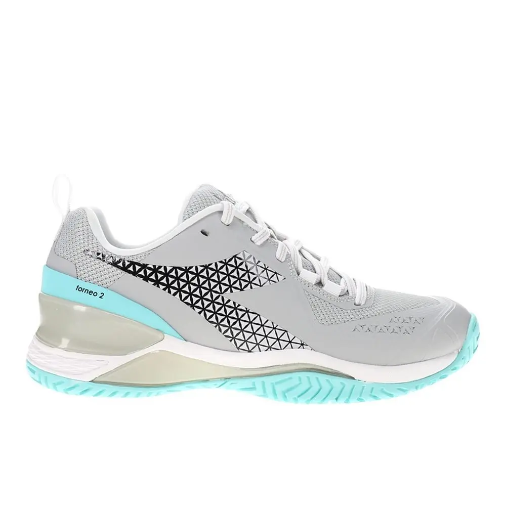 Diadora Blushield Torneo 2 All Ground Tennis Womens Grey Sneakers Athletic Shoe