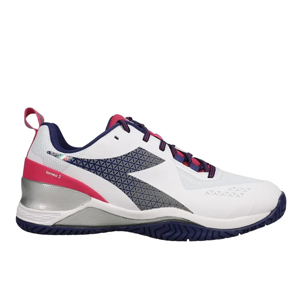 Diadora Blushield Torneo 2 All Ground Tennis Womens White Sneakers Athletic Sho