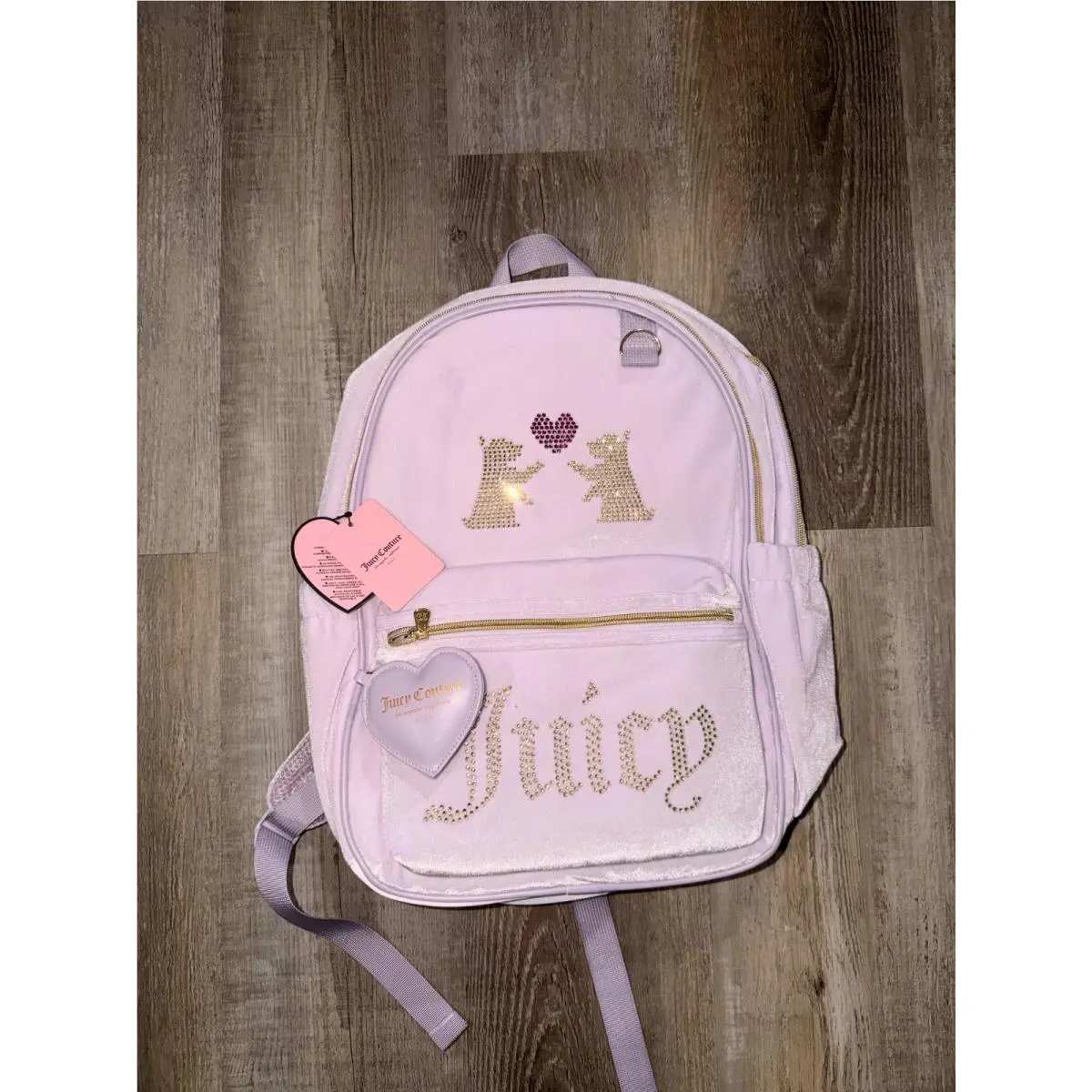 Kids Lavender Lilac Velvet Backpack Scottie Dog Rhinestones by Juicy Couture