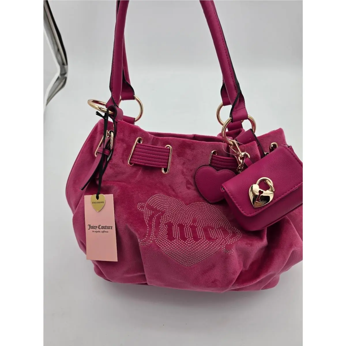 Queen Couture Tote Raspberry Tart Pink Velour Bag by Juicy Couture