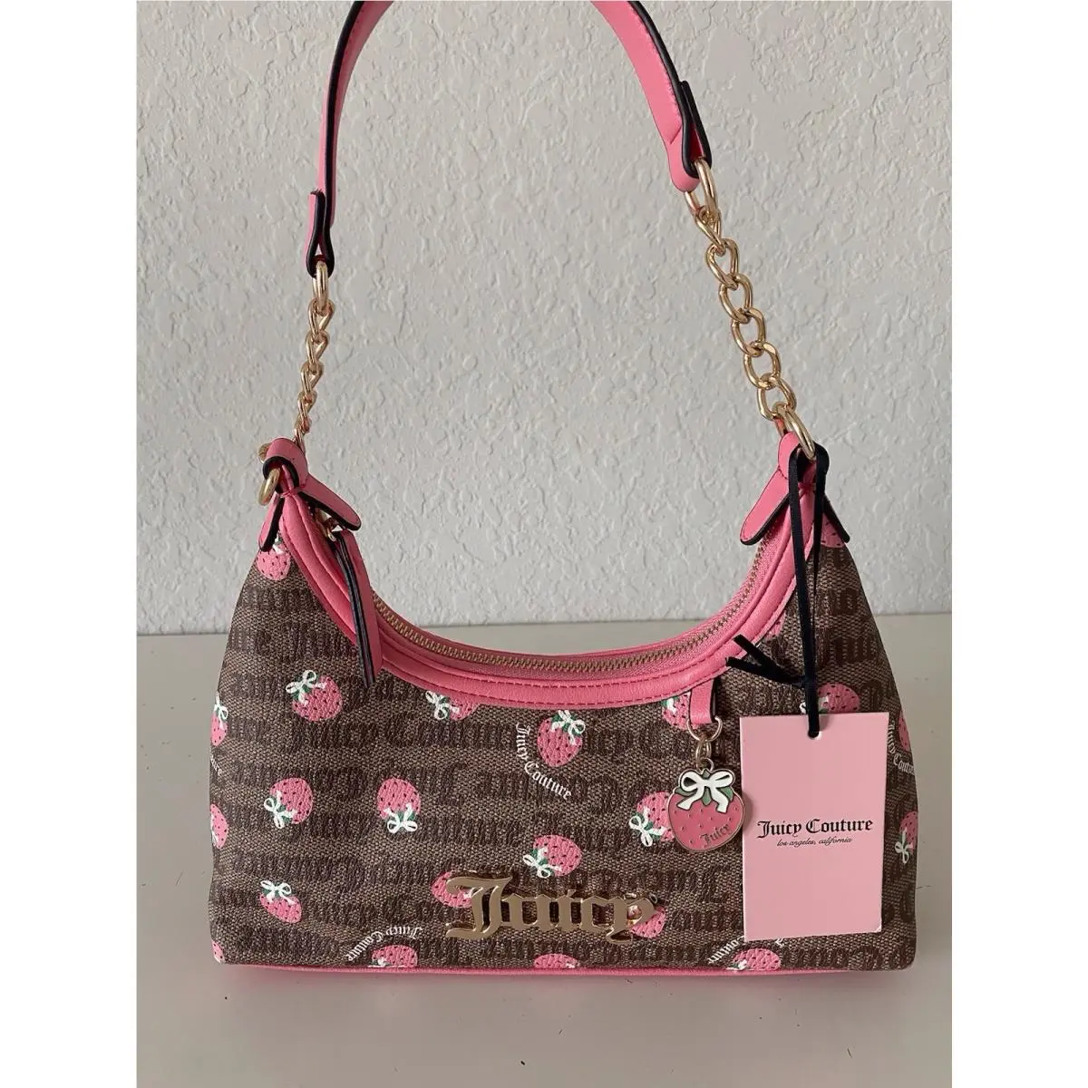 Berry Sweet Hobo Bag Chestnut Chino W/strawberry Charm by Juicy Couture