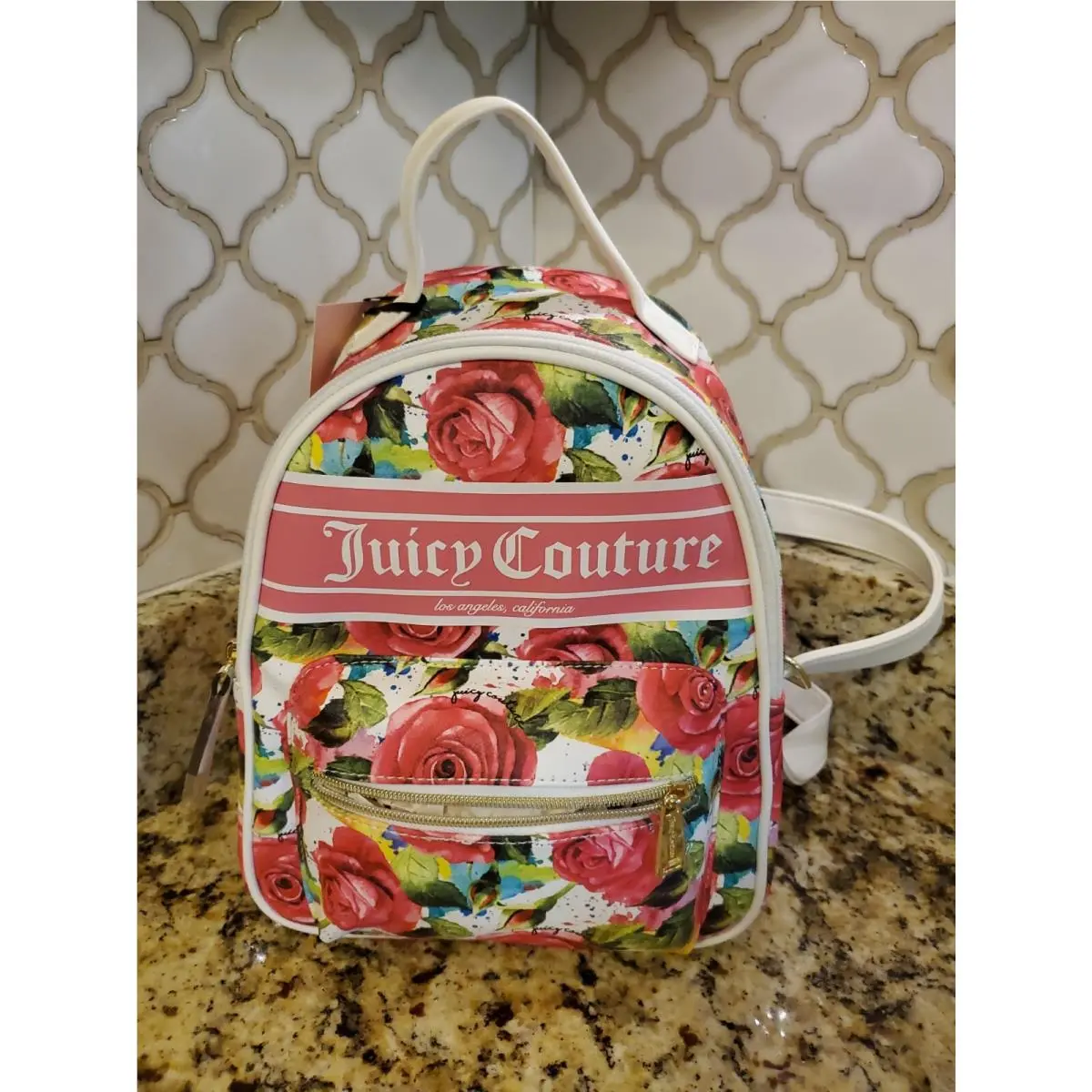 Flowers Rosie Pink Green White Back Pack by Juicy Couture