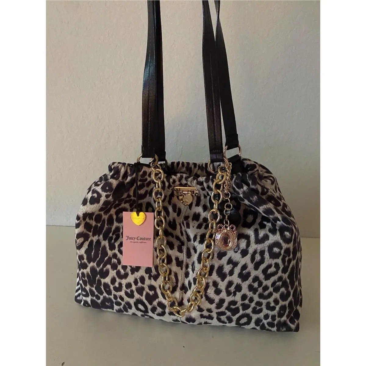 Fashionable Juicy Tote Bag In Snow Leopard W/chain Charm Viral by Juicy Couture