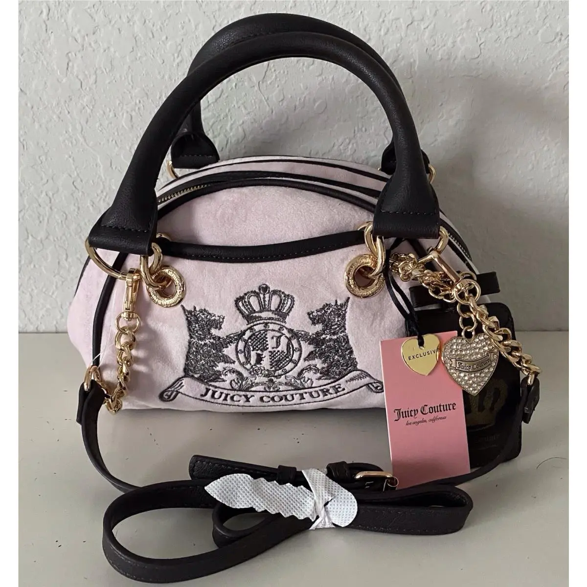 Classic Scottie Dogs Satchel Crossbody Chiffon Pink with Card Case by Juicy Couture