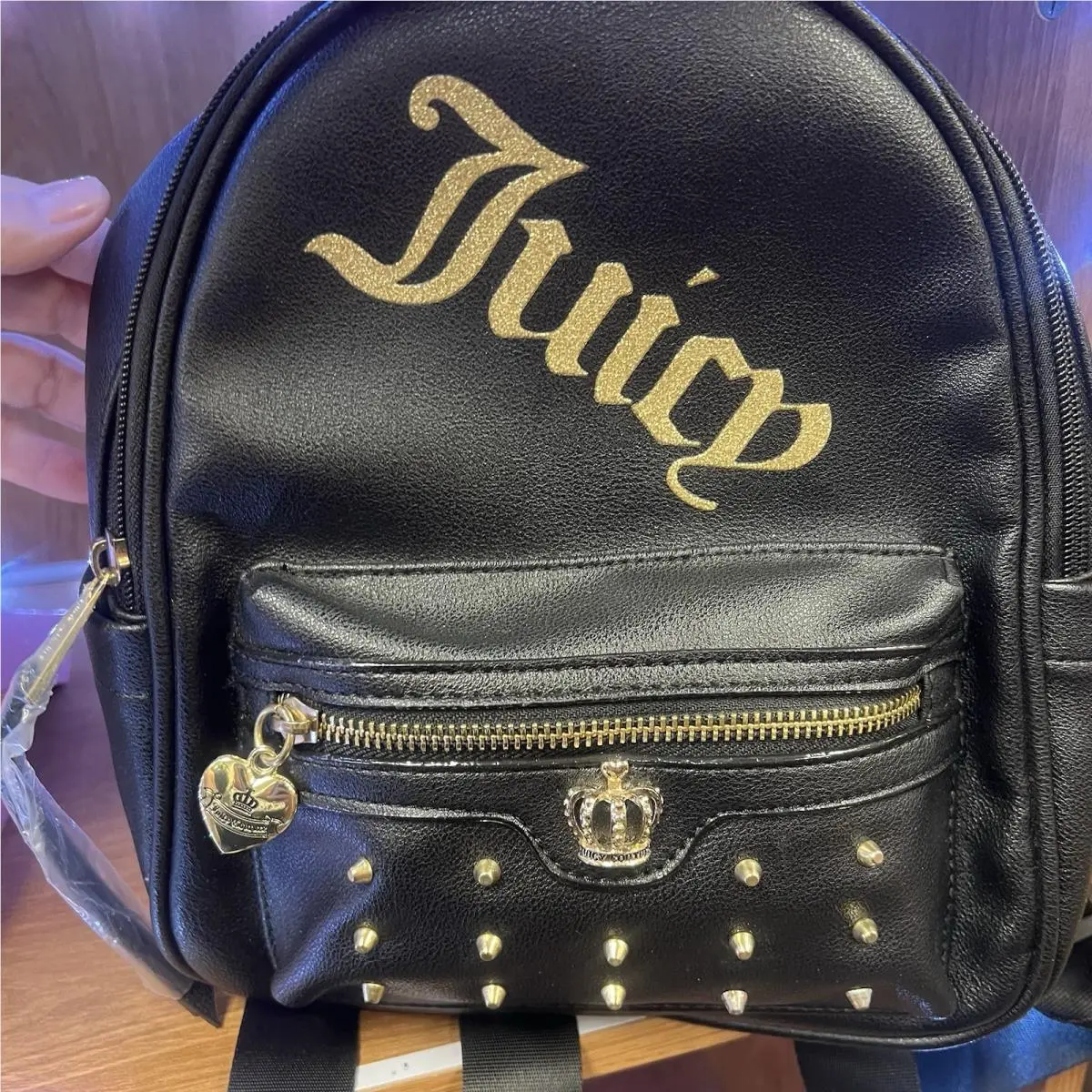On Tour Mini Backpack Black Studded Heart Charm by Juicy Couture