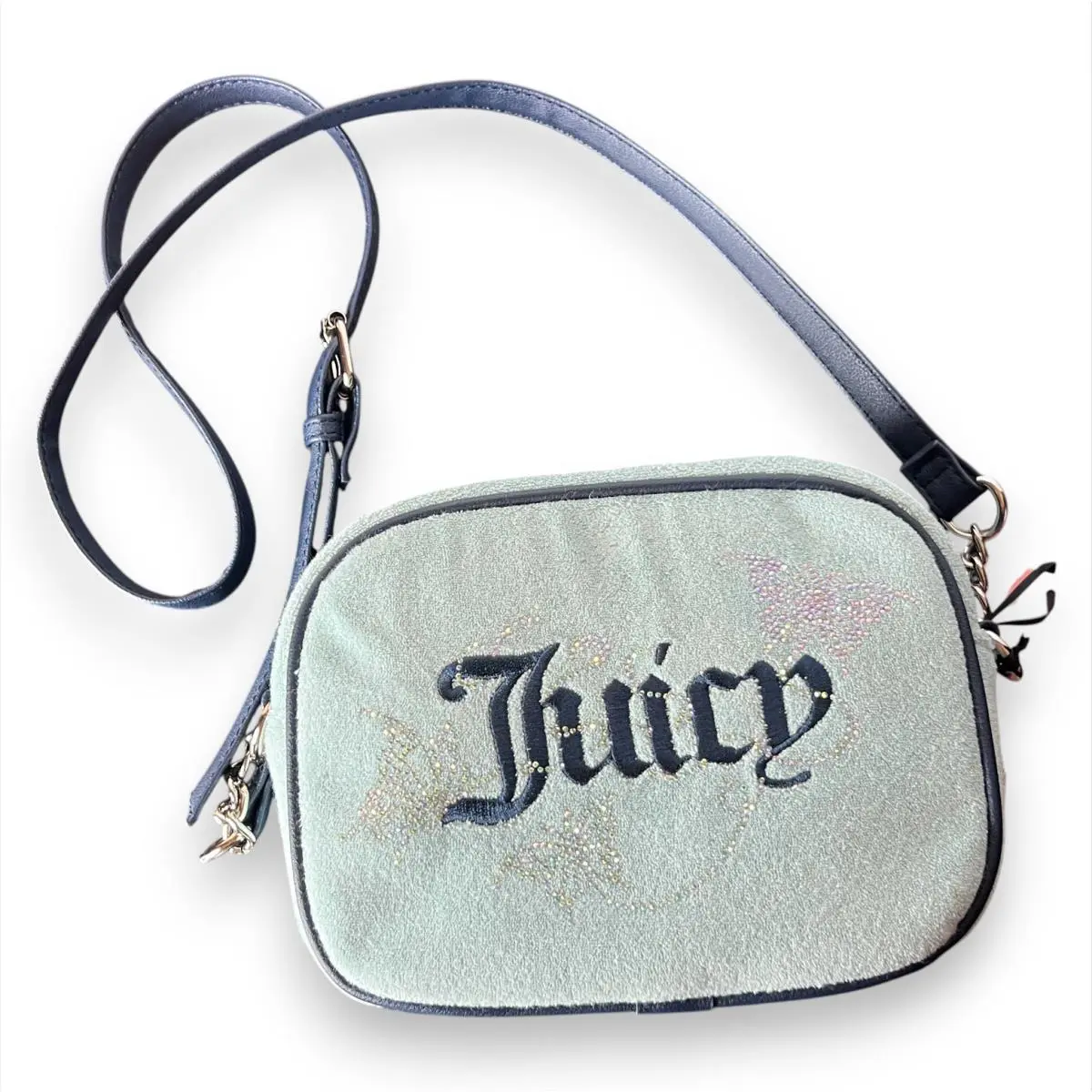 Wingin’ It Camera Bag Mint Blue Logo Bling Crossbody Purse Y2K by Juicy Couture
