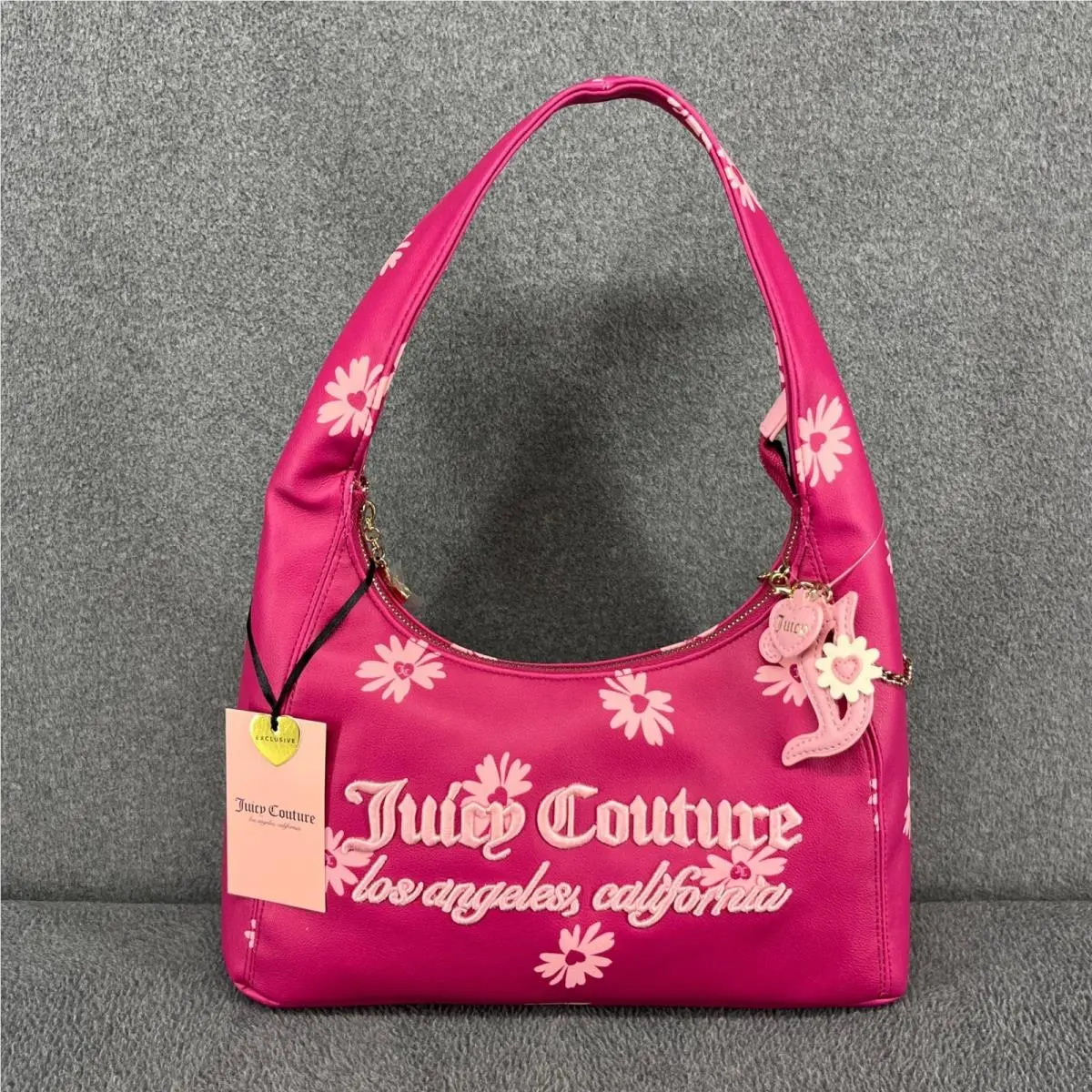 Daisy For Juicy Hobo Shoulder Bag Pink Floral Embroider Raspberry by Juicy Couture