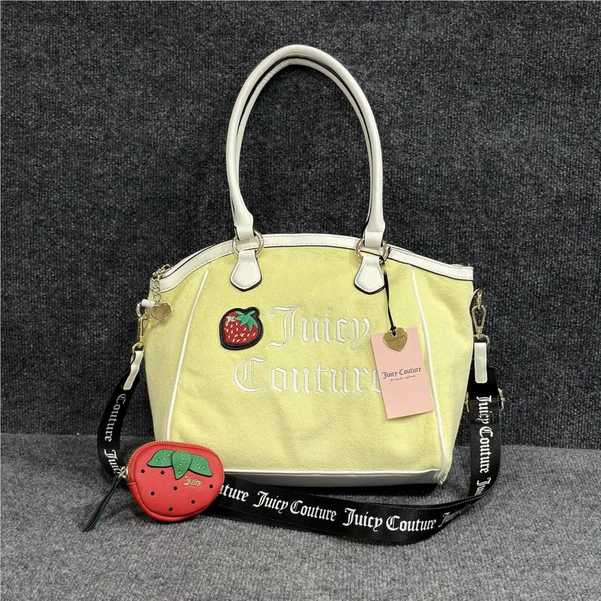 FR Tote Bag Womens Yellow Pear Sweet N Juicy Bowler Crossbody Co by Juicy Couture