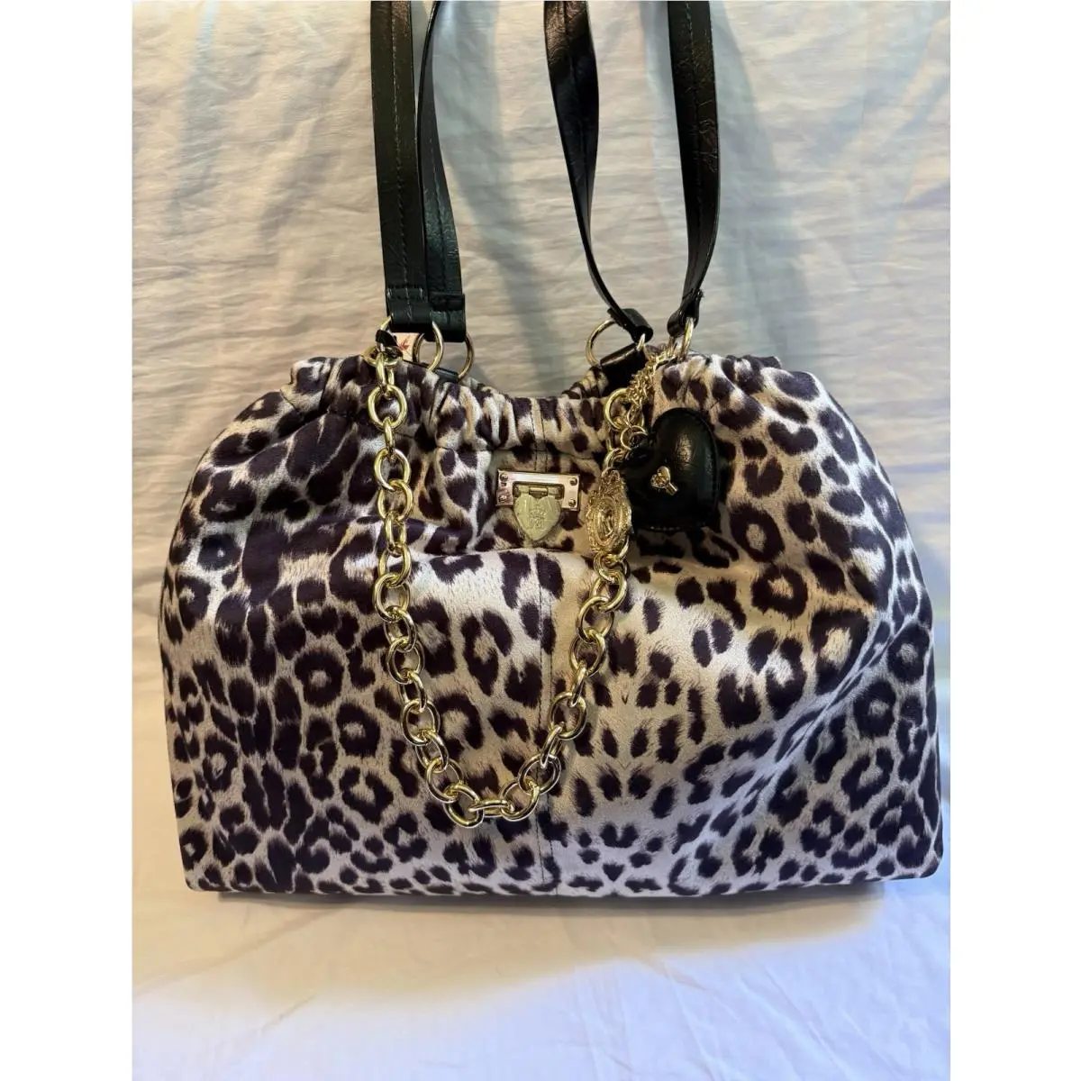 Fashionable Juicy Tote Handbag Snow Leopard Velvet Soft by Juicy Couture