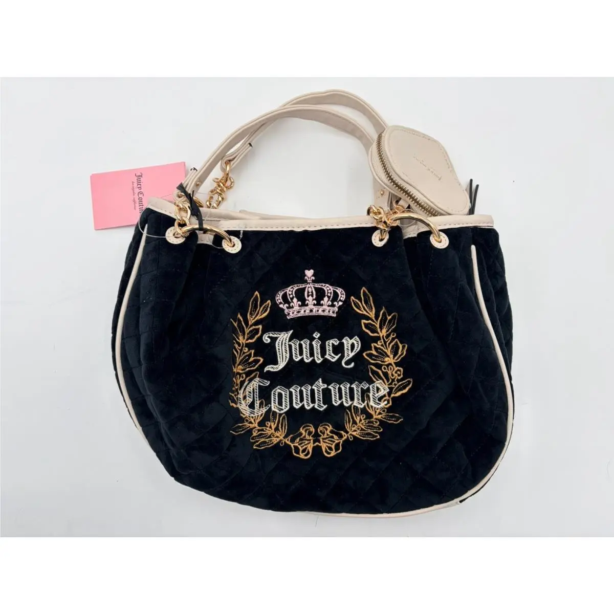 Bag Black Royal Moment Satchel Tote Bag Handbag Purse Embroidered by Juicy Couture