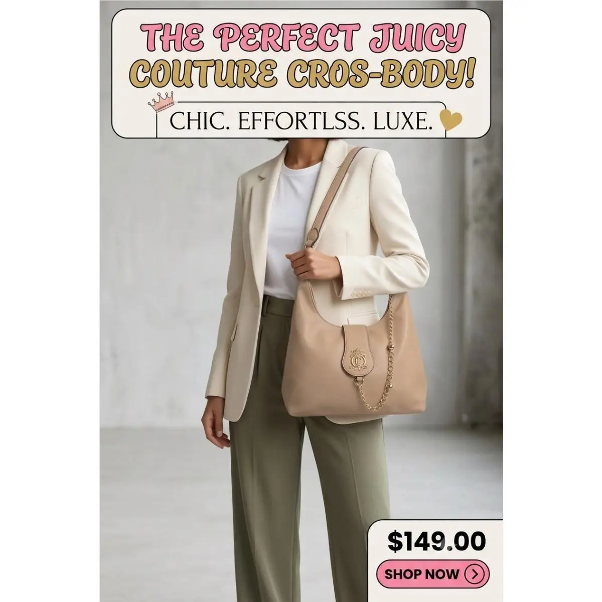 She`s In The Moment Monogram Shopper Tote Handbag Purse by Juicy Couture