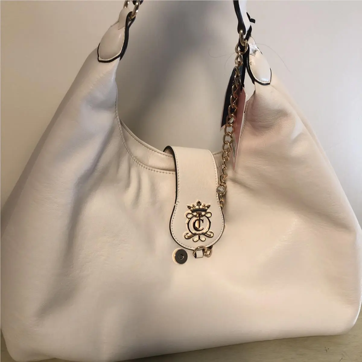 Off-white Crescent Hobo Shoulder Bag Zip Gold Hardware Charm by Juicy Couture