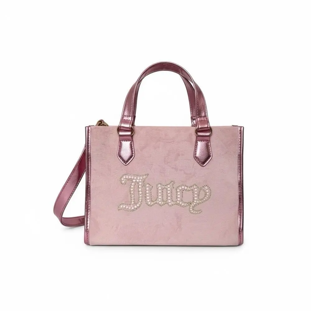 Juicy Couture Pink Velour String of Pearls Mini Tote Bag 2000s Y2K