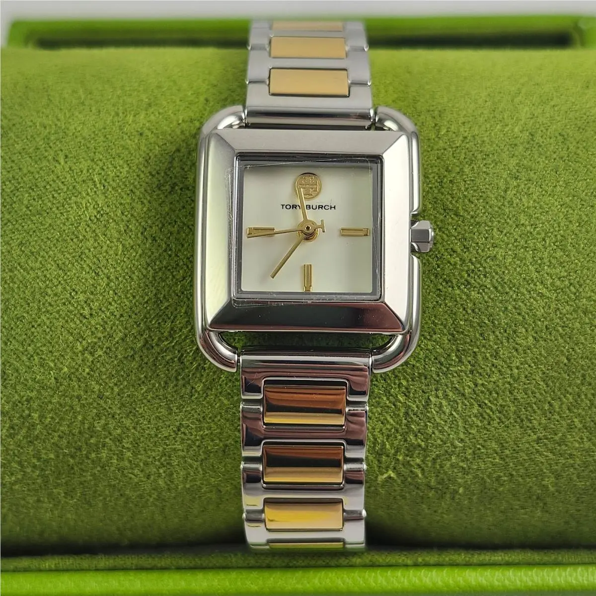 Small Kira Silver Gold Two Tone Square Watch TBW6027 Nwot Box by Tory Burch