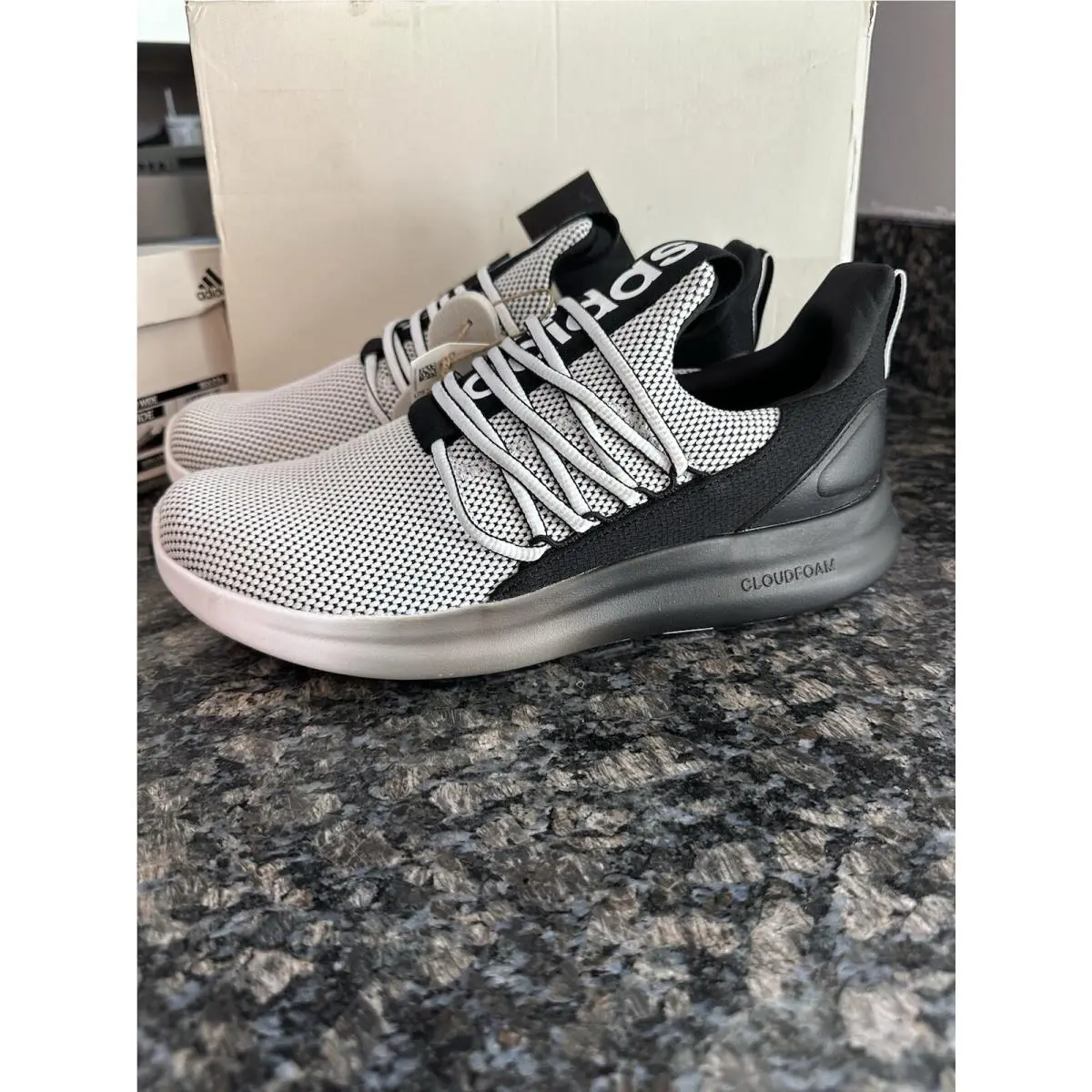 Adidas Lite Racer Adapt 7.0 Black White Grey. Size 9 9.5 Wide