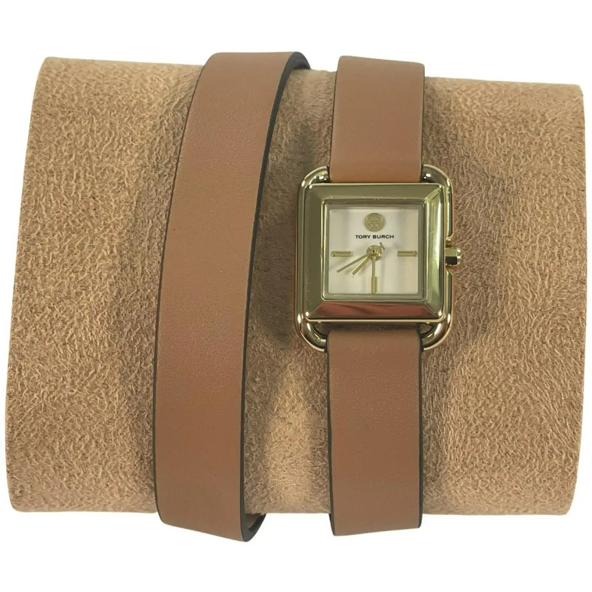 Small Kira Double Wrap Watch Tan Leather/ Gold W/box by Tory Burch