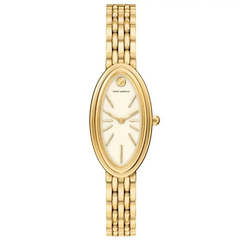 Tory Burch Elongated Oval 22mm Cream Dial Women`s Watch TBW6044 - Dial: Cream, Band: Gold, Bezel: Gold