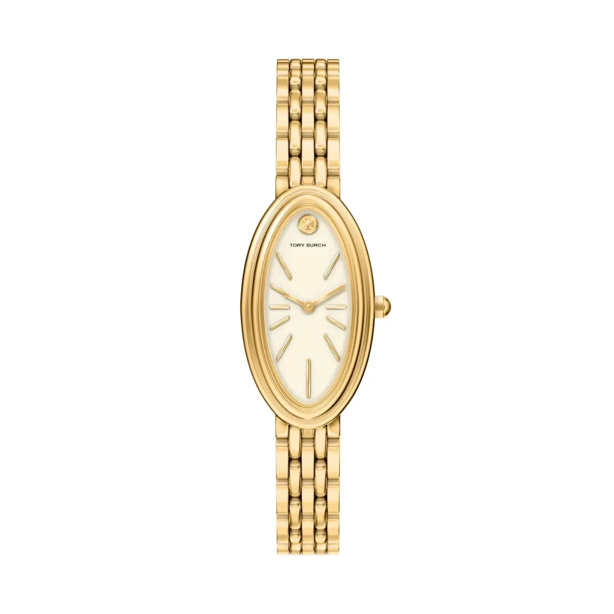 Elongated Oval Gold-tone 22mm Cream Dial Women`s Watch TBW6044 by Tory Burch