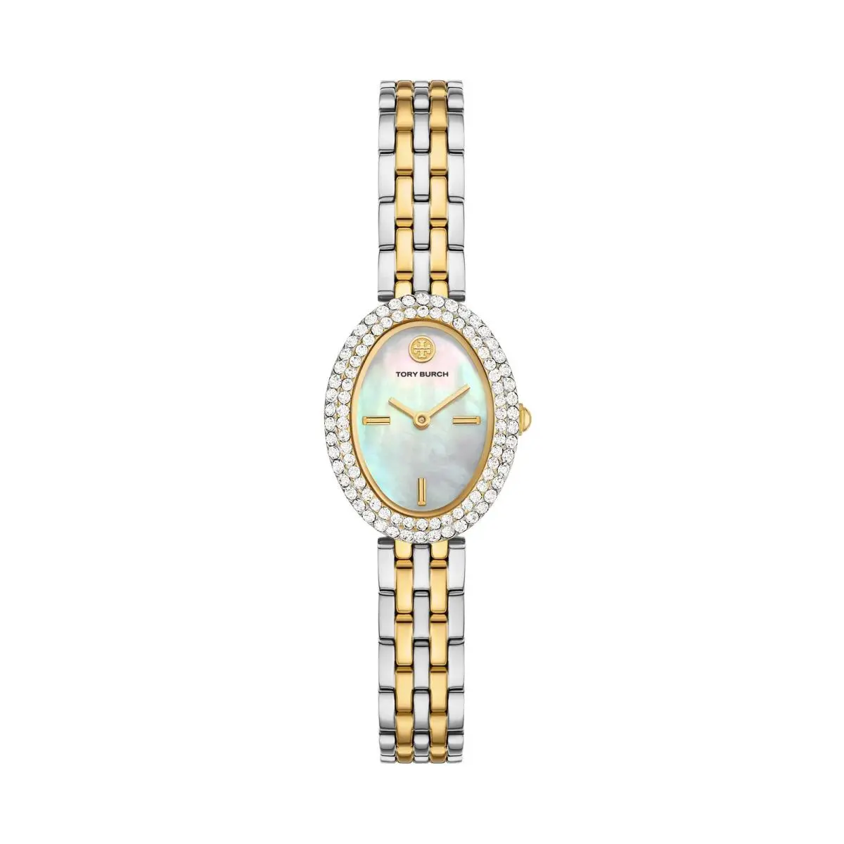 Oval Two-tone 28mm White Mother of Pearl Dial Women`s Watch TBW6037 by Tory Burch