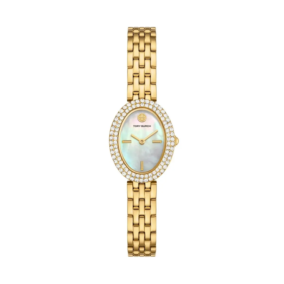 Oval Gold-tone 28mm Mother of Pearl Dial Women`s Watch TBW6034 by Tory Burch
