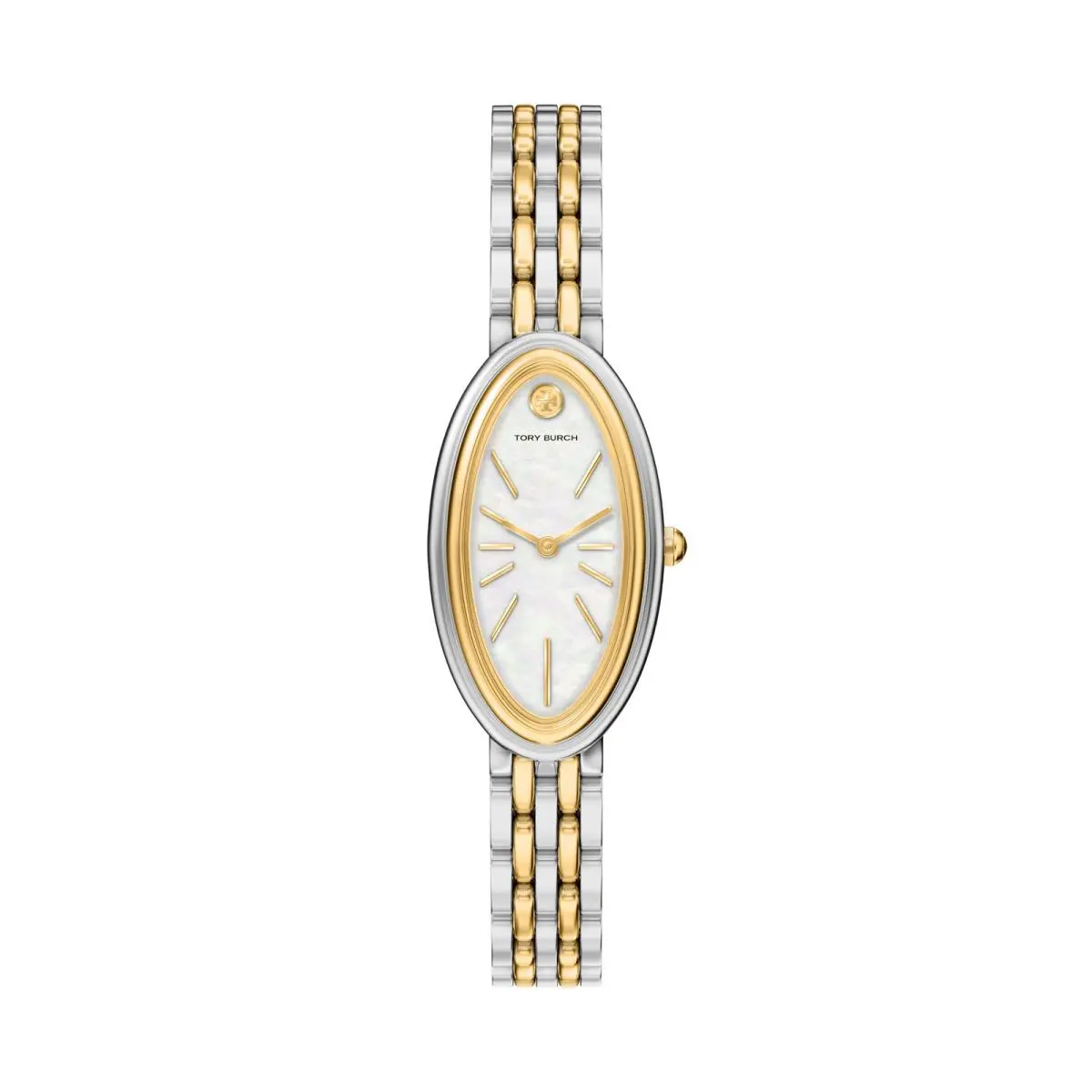 Elongated Oval Two-tone 22mm Mother of Pearl Dial Women`s Watch by Tory Burch